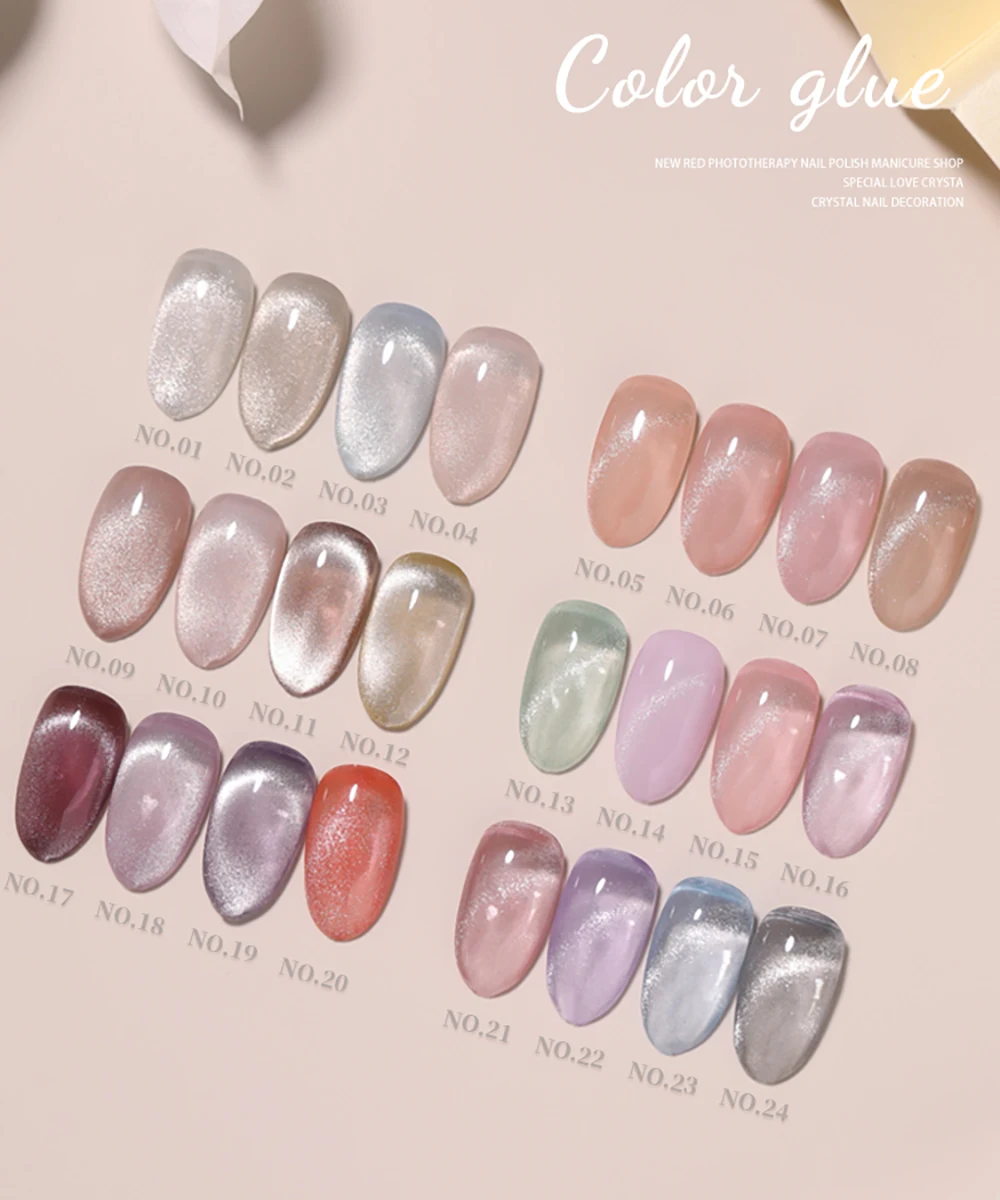 Vendeeni 24 Farben/Set Jelly Transparenter Kristall-Katzenaugen-Gel-Nagellack Magnetischer Katzenaugen-UV-Soak-Off-Gel-Lack mit Display – Detail 3