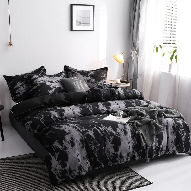 3pcs,INS Marble Pattern Bedding 3 Piece Duvet Cover Set Autumn and Winter Single and Double Full Size Duvet Covers