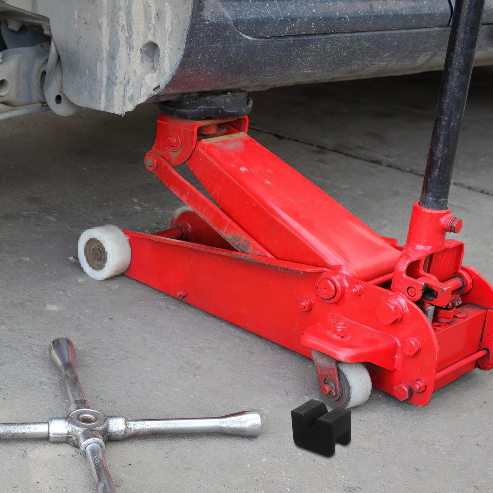 

2Pcs Jack Rubber Cover Universal Rubber Stand Support Sleeve Black Thick Strong Pad for 2-3 Ton Jack Automotive Aviation Marine