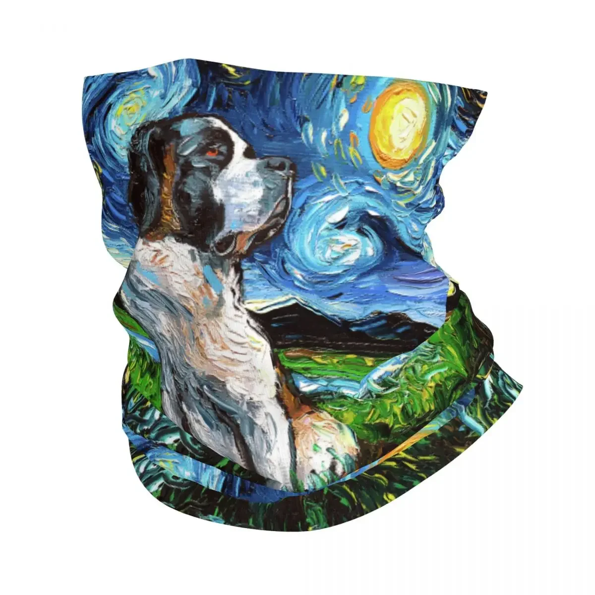 Custom Starry Night Saint Bernard Dog Bandana Neck Gaiter UV Protection Face Scarf Cover Women Pet Lover Headband Tube Balaclava