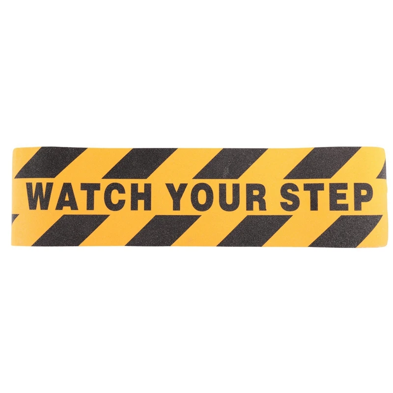 2X Watch Your Step Floor Decals Stickers 6X24 Inch Warning Sign Sticker Floor Tape Anti Slip Abrasive Tape Decal