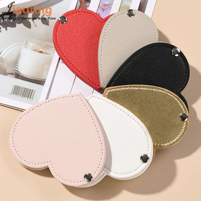 Portable Heart Shape Mirror Sliding Cover Make-Up Mirror Pocket Mirror Sliding Cover Handheld Mini Pocket Mirror Makeup Mirror