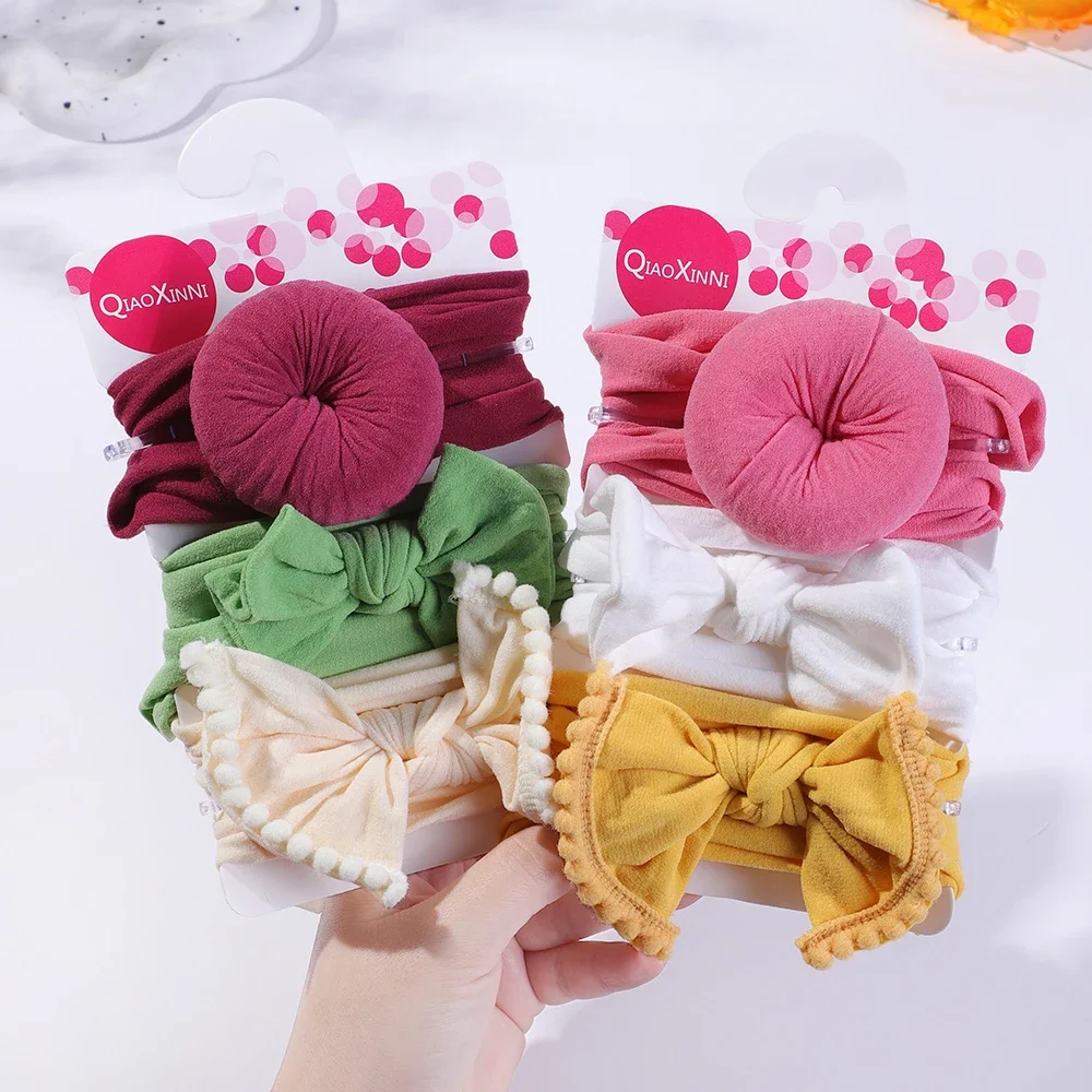 

3Pcs/Set Solid Color Soft Nylon Elastic Baby Headband Bows Newborn Baby Girl Headbands Hair Accessories Girls Handwear Hairband