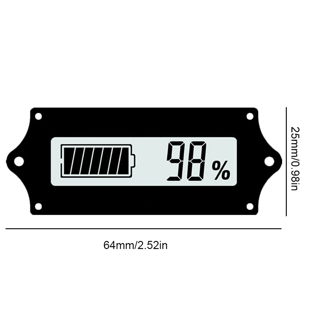 DC 6-63V Battery Level Indicator 12V 24V 36V 48V LCD Voltage Percentage Meter for Lead Acid Lithium Battery Digital Voltmeter