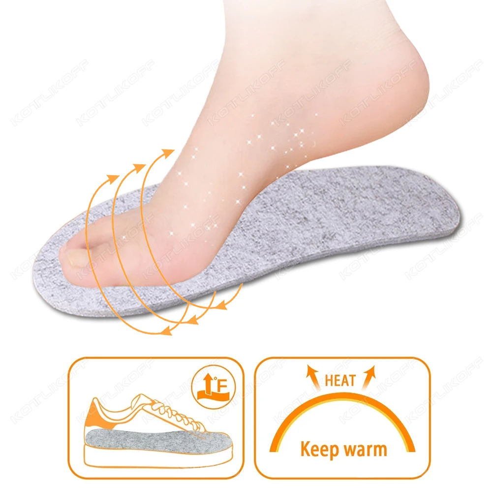 Woolen Felt Insole for Winter Warmth Men's and Women's Cold and Odor Resistant Comfortable Cotton Insole can be Trimmed