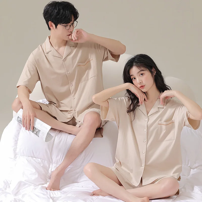 Koreanische Mode Strickjacke modale Nachtwäsche für Paare Sommer weiche Hauskleidung Männer und Frauen passende Lounge wear männliche weibliche pjs