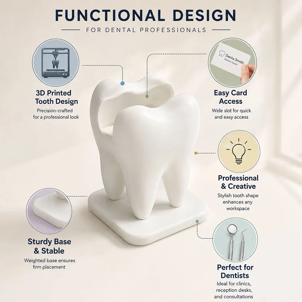 Creative Tooth Shaped Card Holder Stand 3d Business Card Display Organizer Storage Box Dental Clinic Desktop Decoration Ornament