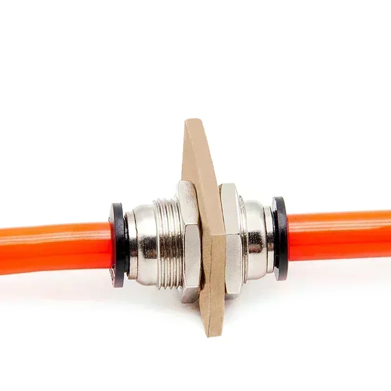 4mm 6mm 8mm 10mm 12mm OD Tube PM Straight Pneumatic Air Fittings Bulkhead Union Push To Connect Quick Release Baffle Connector