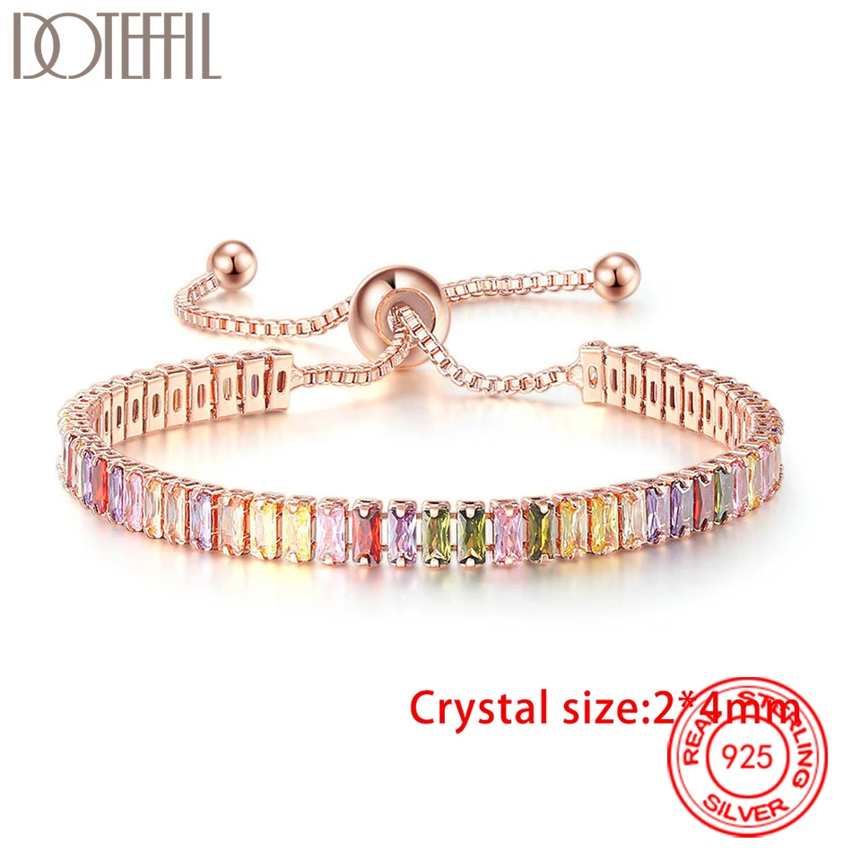 

DOTEFFIL Authentic 925 Sterling Silver Tennis Chain Bracelet Moulding Process Hanmade High-end Hand Chain