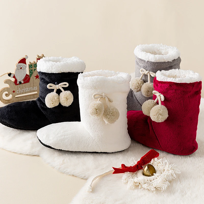 

1 Pair Winter Warm Women Thick Thermal Floor Socks Comfortable Soft Indoor Home Sleeping Anti Slip Mid Tube Floor Slipper Socks