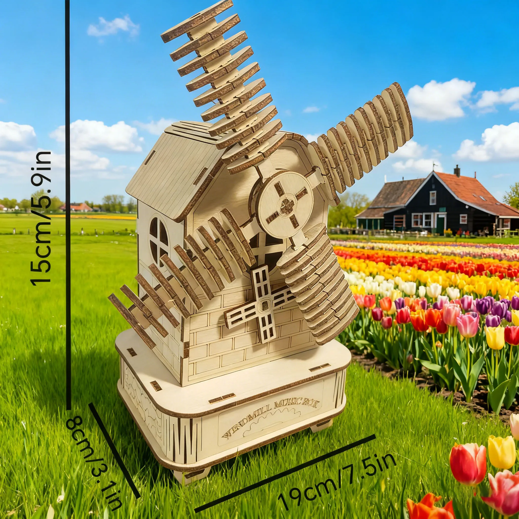 Rompecabezas de molino de viento de madera 3D, Kit DIY, conjunto divertido de ensamblaje, bloques de construcción de madera, regalo perfecto, regalo de vacaciones