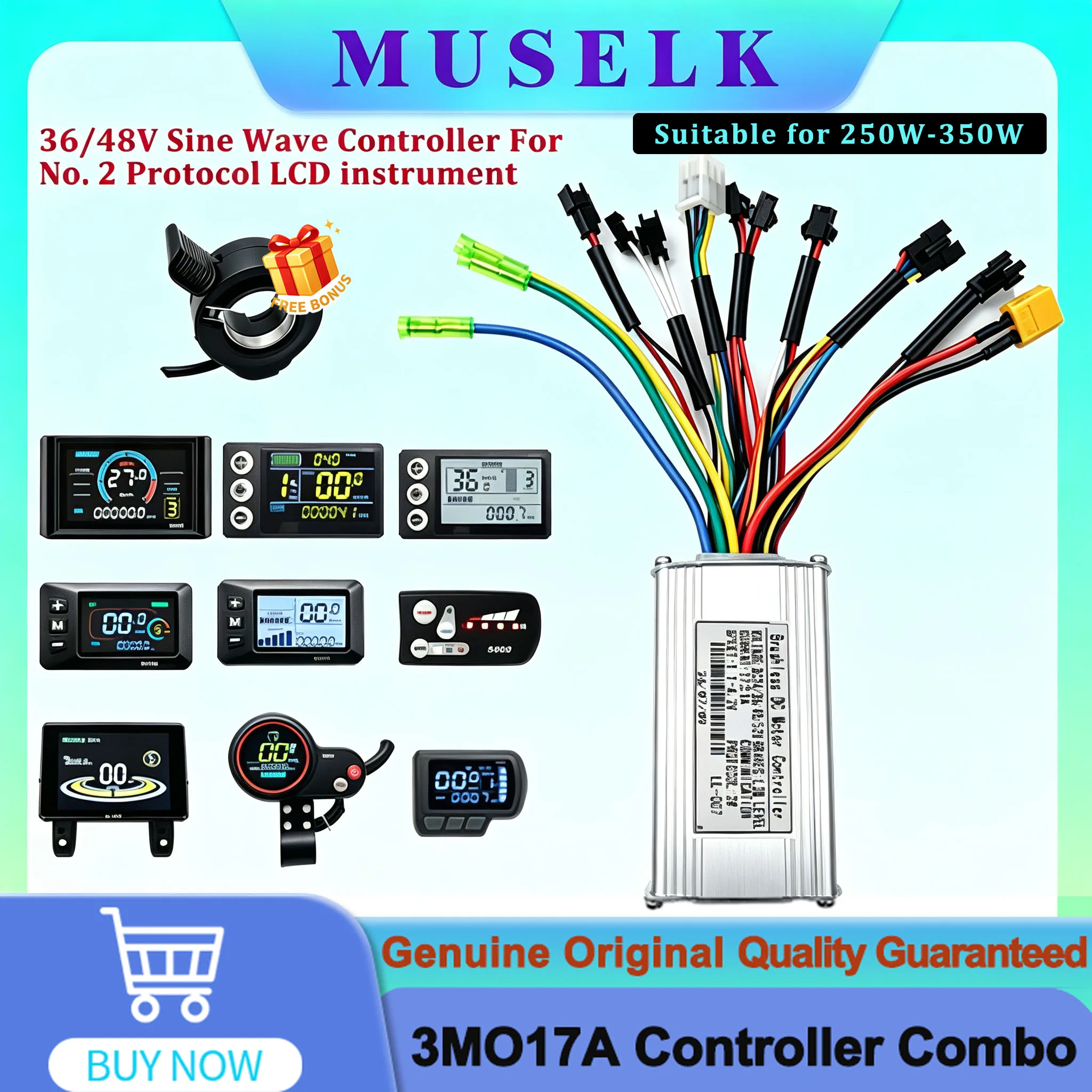 17a3mo-sine-wave-brushless-motor-controller-24v-48v-with-lcd-display-and-thumb-throttle-electric-scooter-and-bicycle-250w-350w