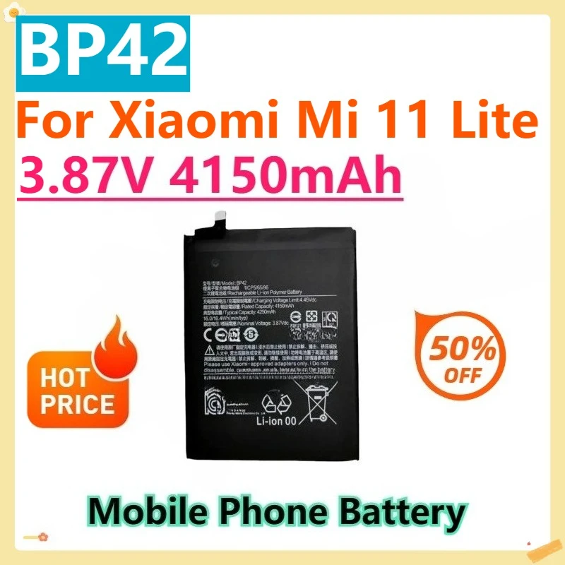 

For Xiaomi Mi 11 Lite Replacement BP42 3.87V 4150mAh Phone Battery Batteries
