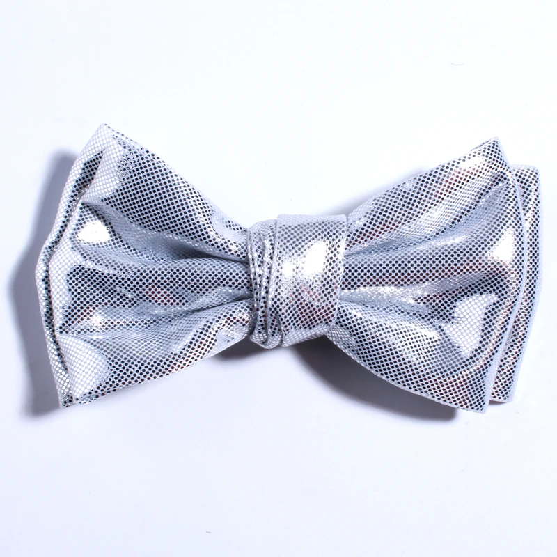 10PCS 9.5CM New Sparkling Leather Hair Bow For Hair Clips Metallic Fabric Bowknot Hair Tie For Hairpins Headband Accessories