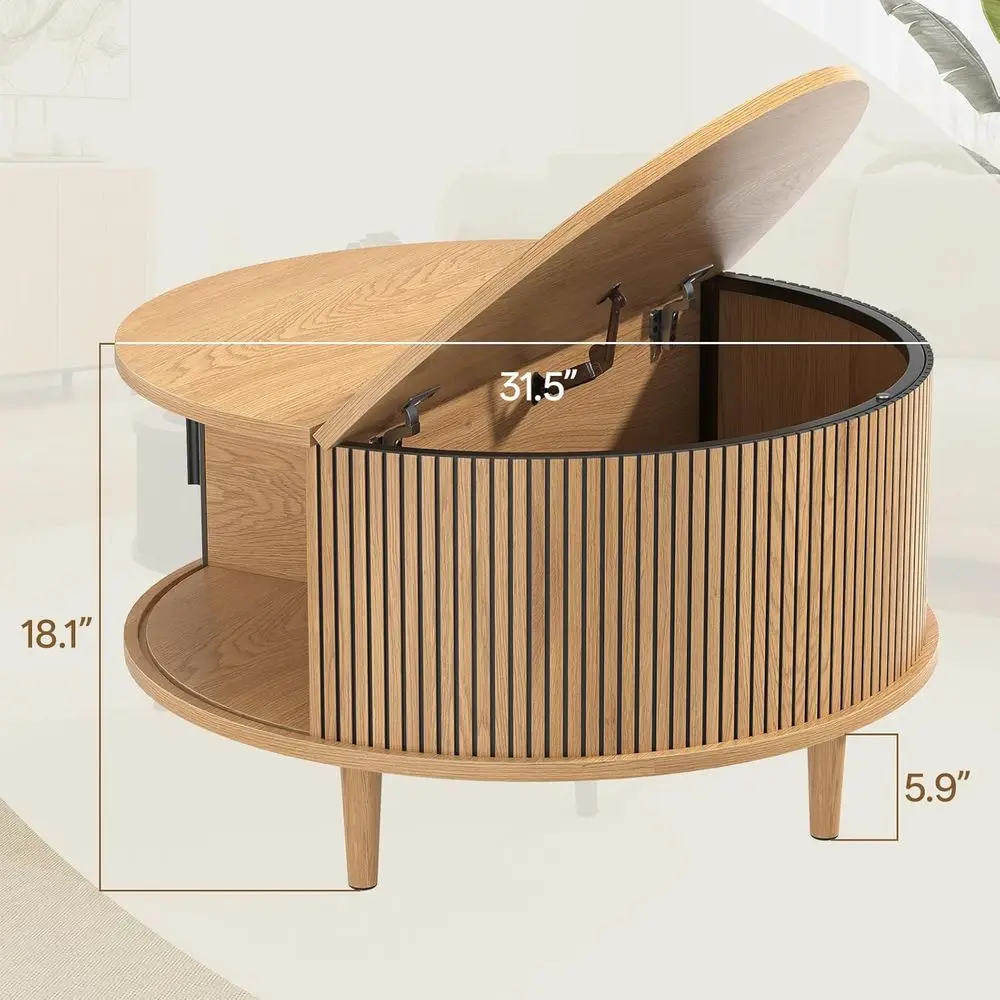 Round Coee Table with Storage, Century ern Coee Table, luted Dining Table with Sliding Door, Circle Coee Table or Living Room Ho