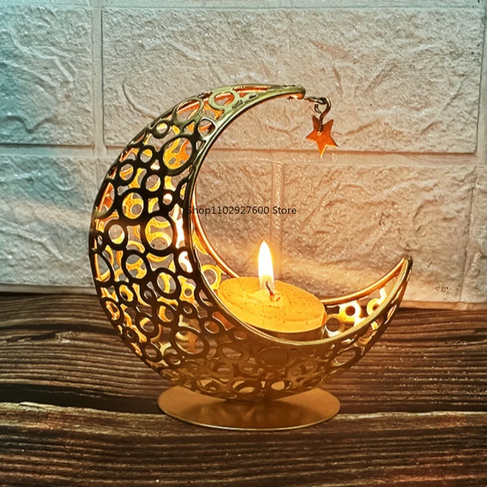 

Moon Candle Holder Eid Mubarak Candle Holder Home Islamic Muslim Party Decor Metal Moon Candle Ramadan Candlestick Holder