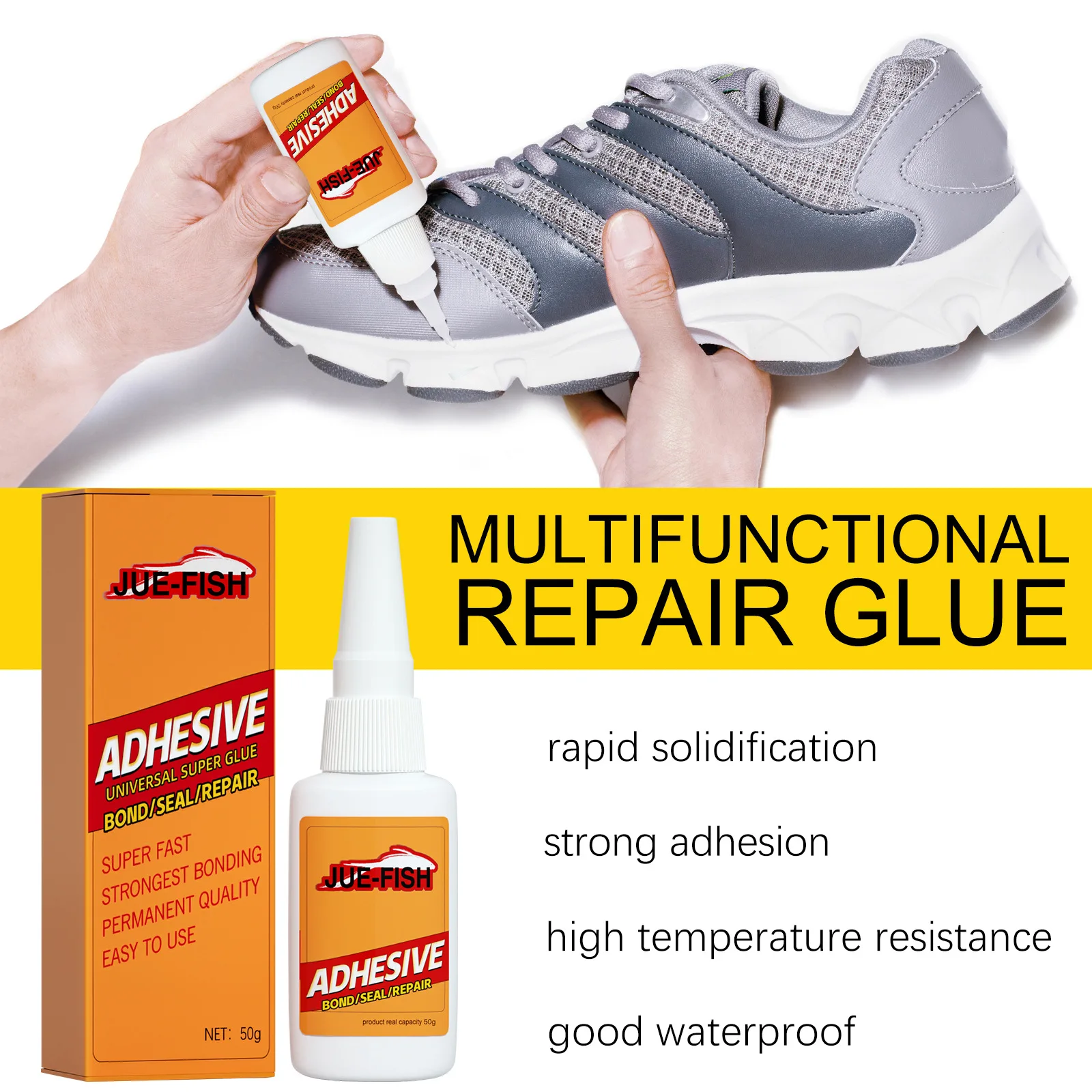 Super Strong Multi-Purpose Adhesive Glue Fast Curing, High Bonding Power Perfect for DIY Projects, Repairs Shoe Repair Adhesive