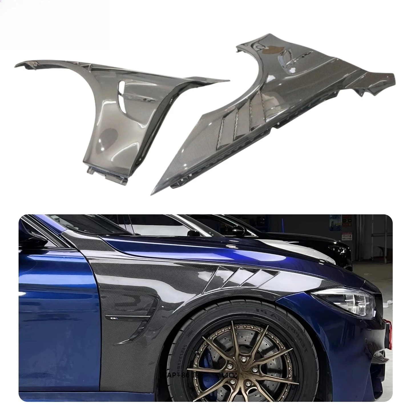 Real Carbon Fiber Side Fenders Modified Automotive Front Bumper Fender Body Kit for F82 M4