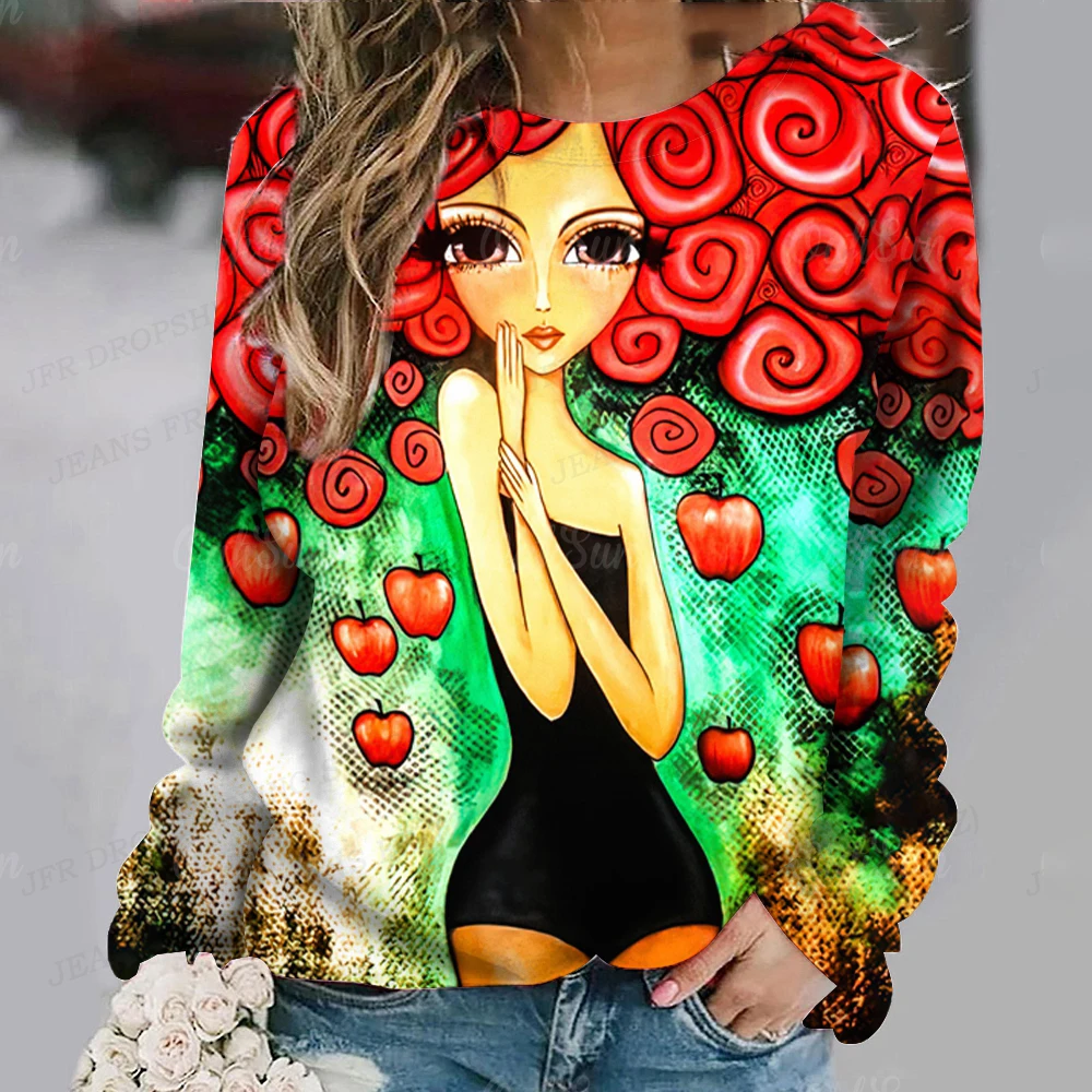 Abstract Face Hoodie Women Fashon Hoodies Floral Butterfly Painting Sweats Women Hoodies Sweatshirt Y2k Sexy Clothes Pullovers