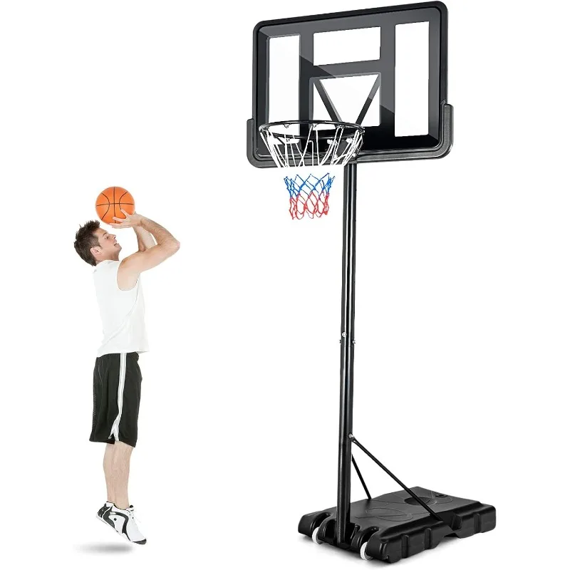 

GYMAX Portable Basketball Hoop Outdoor, 10FT Height Adjustable Basketball Goal w/Shatterproof Backboard & Built-in Wheels