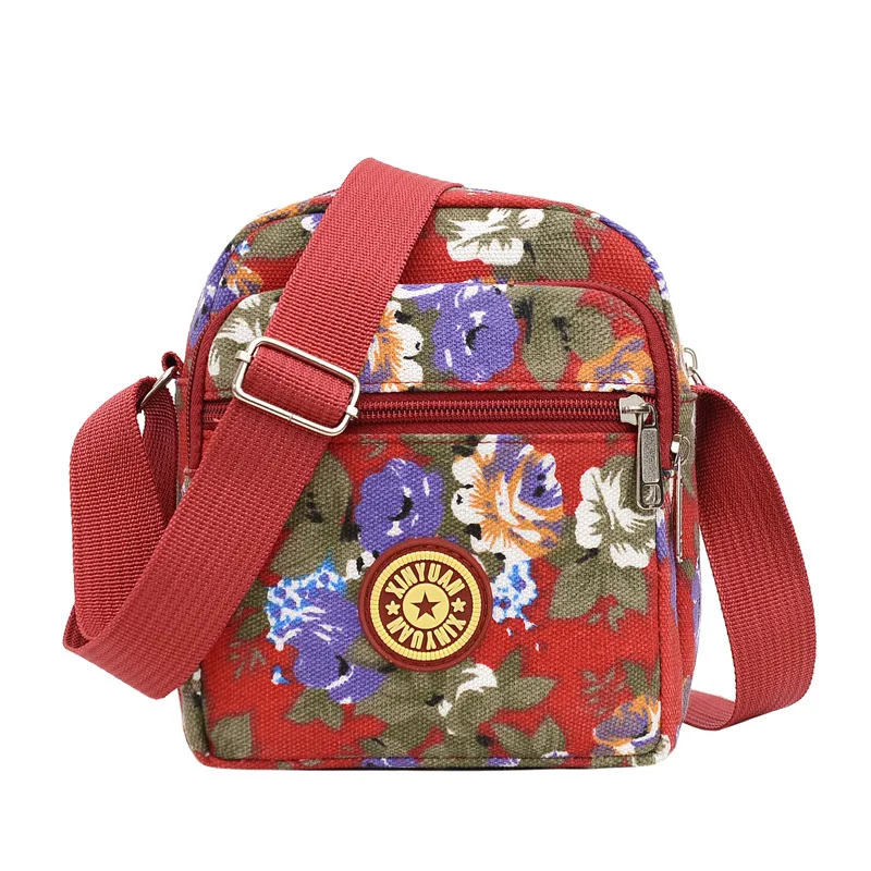 Flowers Canvas Diagonal Mobile Phone Crossbody Bags New Floral Cloth Bags Direct Batch Leisure Bags