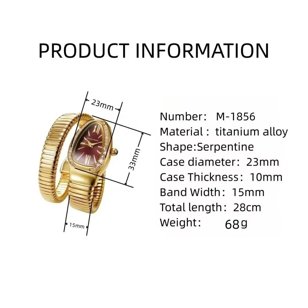 Marlen keller Luxury Quartz Watch With Rhinestone Snake shaped Popular Wrist Watch For Ladies Fashion