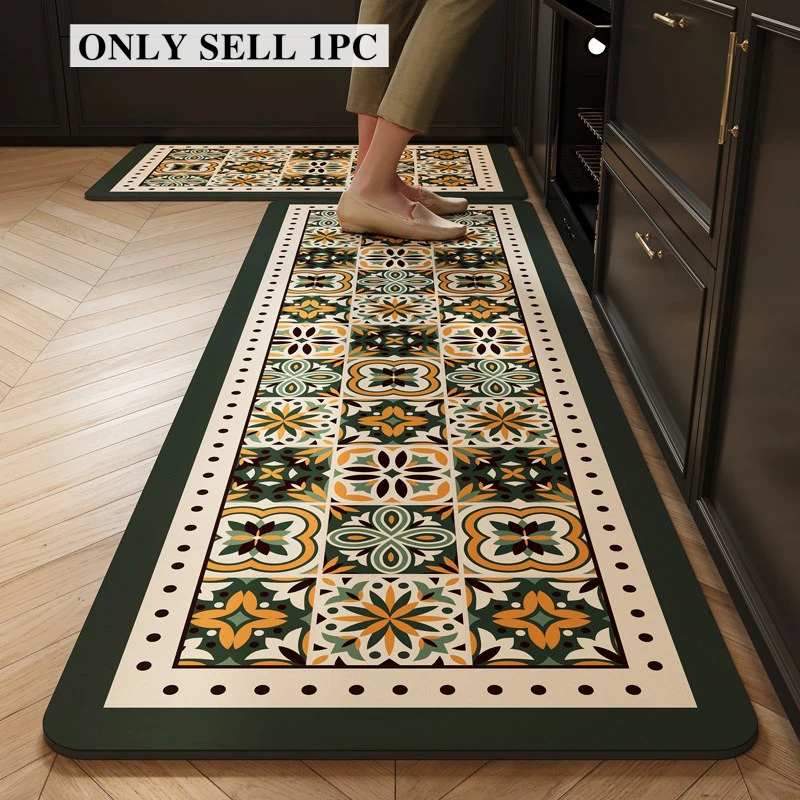 Floor Mat for Kitchen Absorbent Non-slip Rug Long Quick-drying Carpet American Retro Style Diatom Mud Mats Home Decoration Rugs