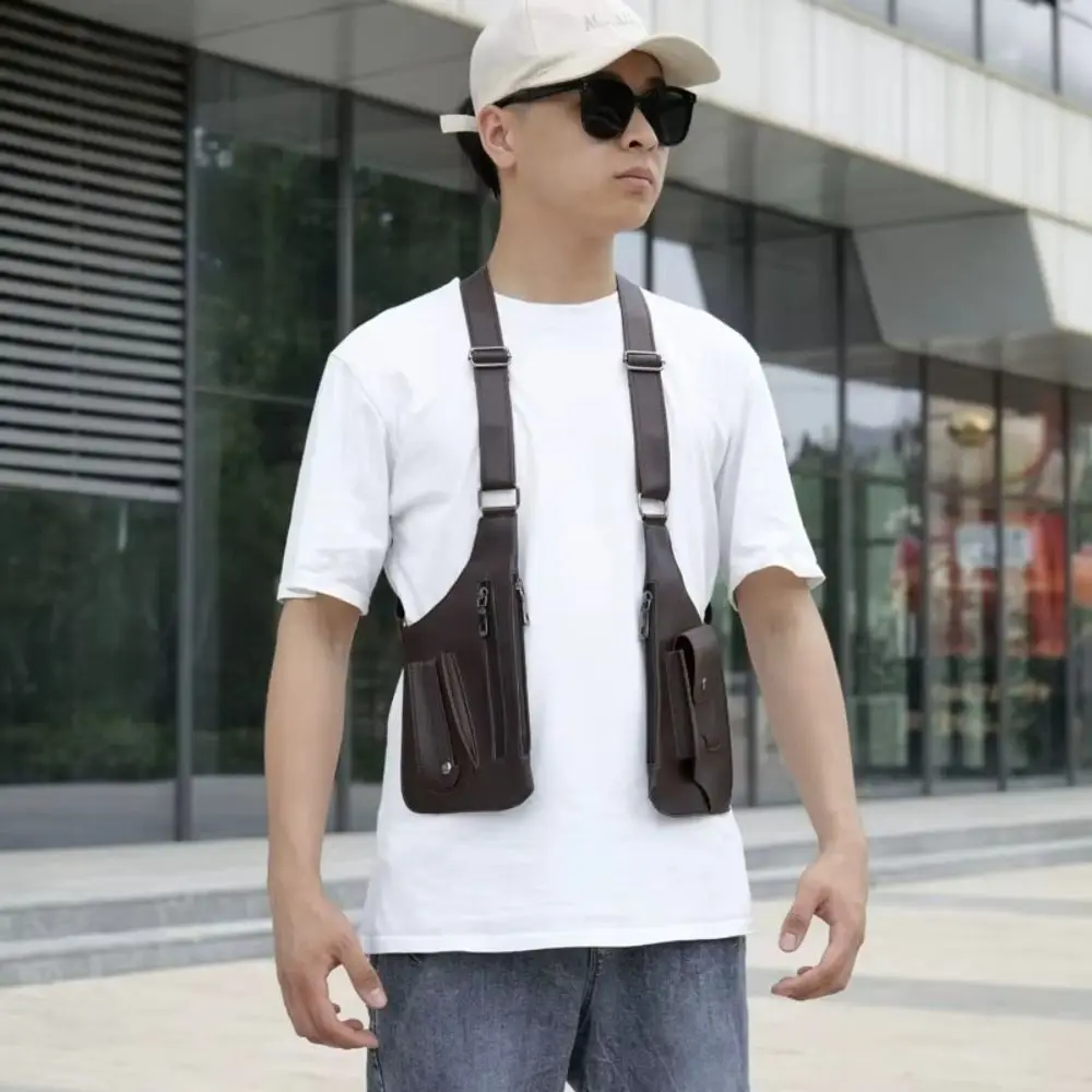 

Anti-theft Storage Vest Bag Leather Concealed Hidden Underarm Shoulder Multi-Pocket Multifunction Strap Chest Bag Outdoor Sports