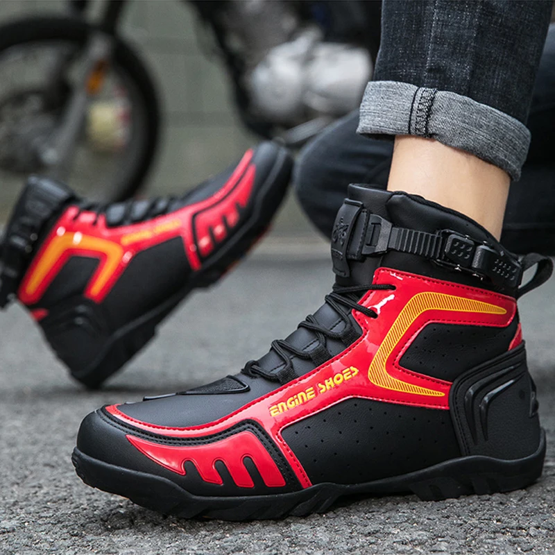 Motorcycle Shoes 2024 New Men Motos Breathable Anti Slip Riders Boots Motocross Riding Ankle Boots Motorbike Racing Shoes