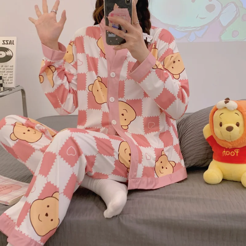 Disney Winnie the Pooh autumn new women\'s pajamas long-sleeved trousers cartoon girl cute star Dailu animation loungewear