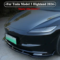 For Tesla Model 3 Highland 2024 Car Front Bumper Lip Chin Spoiler Splitter Diffuser Bodykits Tuning ABS Plastics Gloss Black New