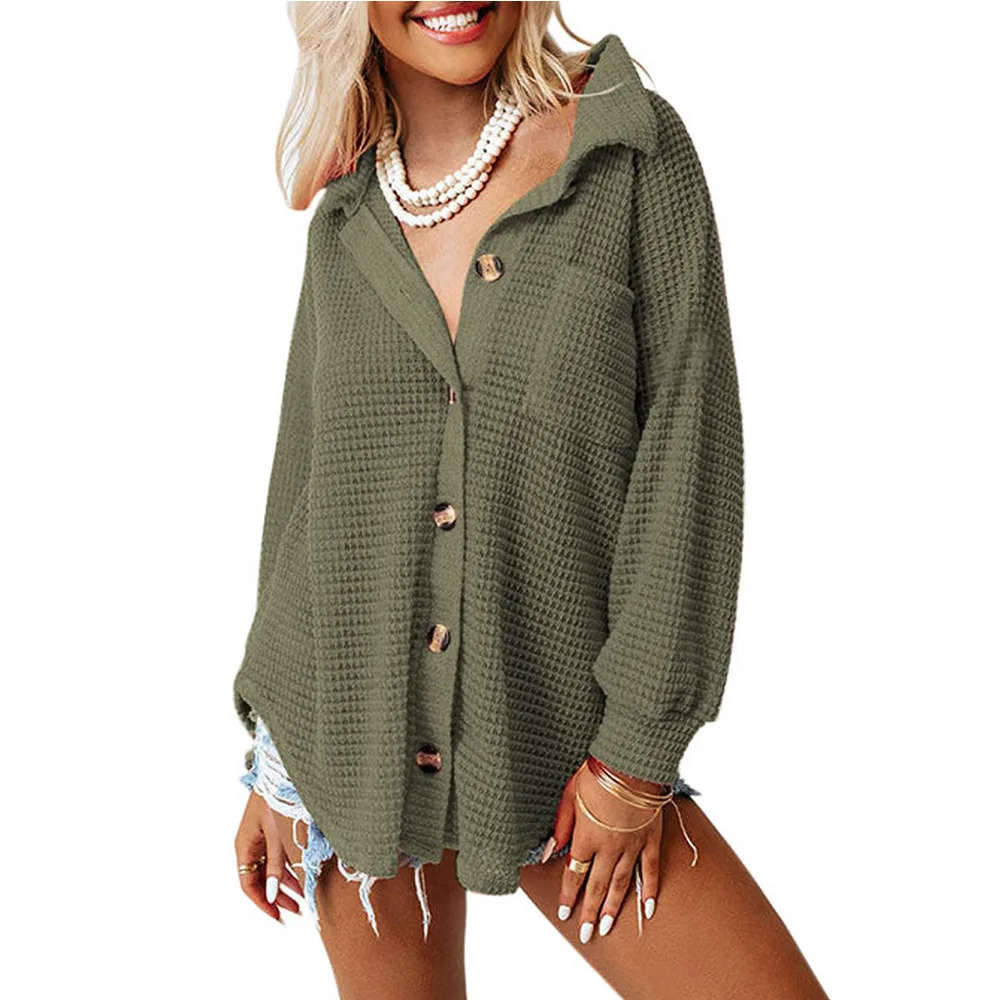 Damska koszula, gładka bluzka, średniej długości, z kieszeniami, kołnierzyk z wyłogami, długie rękawy, zapinana na guziki, codzienna, do biura, damska, jesień-zima 2025