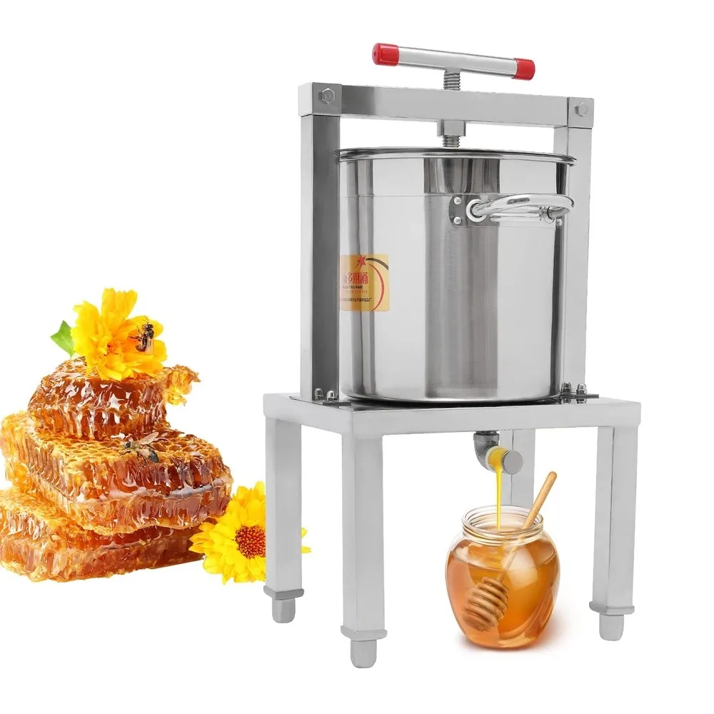 13.25L Large Fruit Honey Press Machine Beeswax Extractor Beekeeping Machine Stainless Steel Strainer Manual Bee Honey