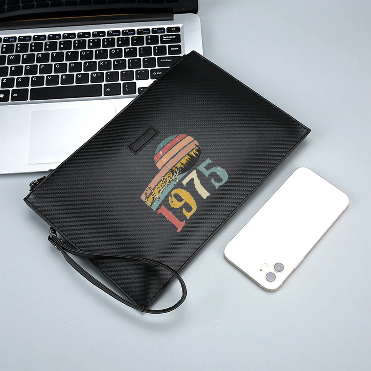 حقيبة يد كلاسيكية للرجال من البولي يوريثان بتصميم كلاسيكي للشمس والأشجار بتصميم كلاسيكي لعام 1975 عصرية وعملية للحمل اليومي #3