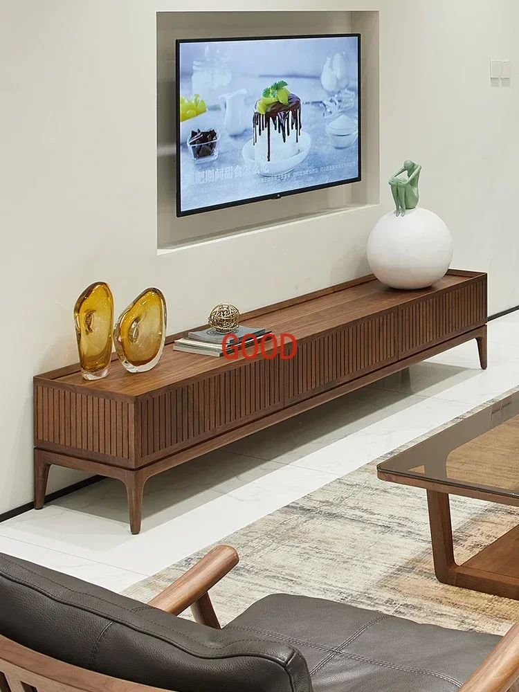 TV Cabinet Living Room Solid Wood Locker Light Luxury Log Complete Furniture Simple