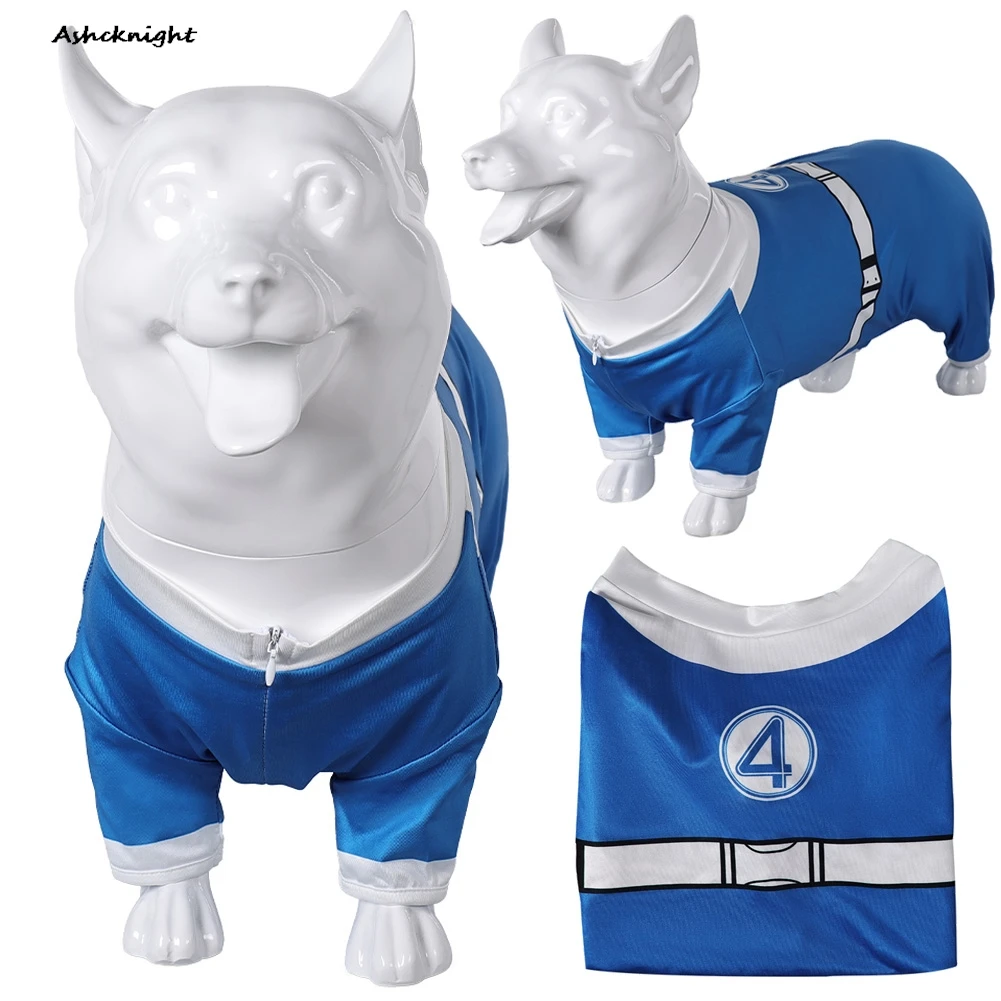 

2025 Movie 4 Pieces Fantastic Cosplay Susan Storm Dog Blue Pet Clothing Costume Halloween Carnival Disguise Suits For Dog Pet