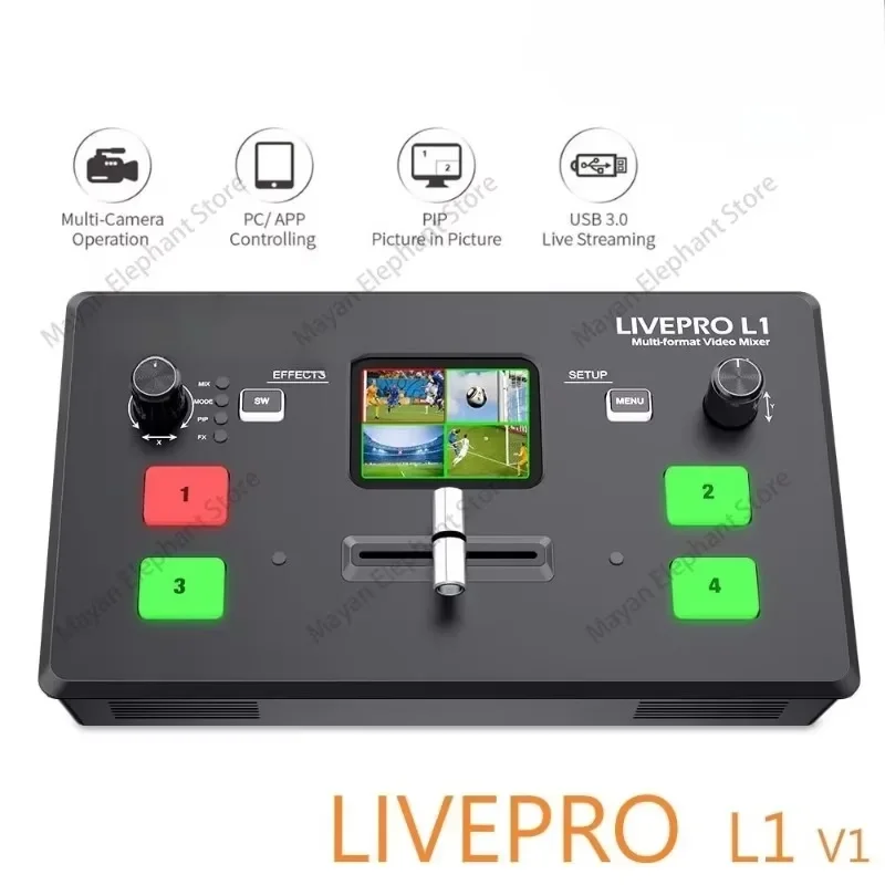 New L1 V1 Multi Format Video Mixer Switcher 4xHDMI Inputs Camera Production USB3.0 Live Streaming Youtube