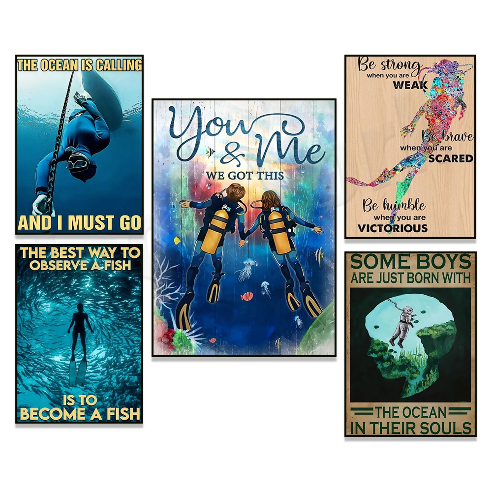 The best way to see fish is to be a fish poster, scuba diving boy poster, scuba diving, diver art, gift for diving lovers