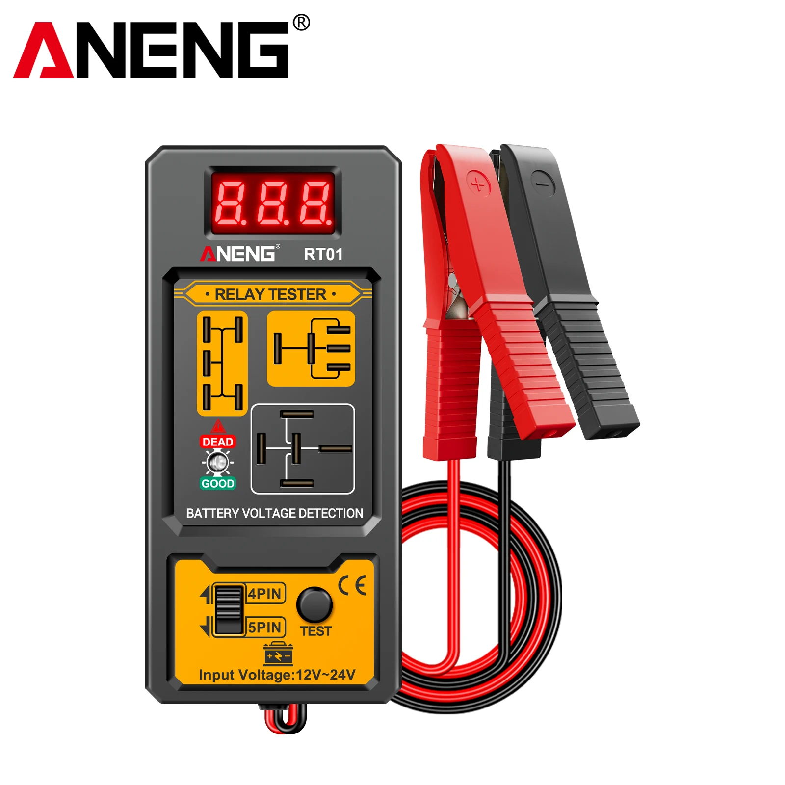 

ANENG RT01 Цифровой релейный детектор 11-25 В Универсальный тестер обнаружения транспортных средств с 4/5 контактами Дисплей батареи Тестеры батарей