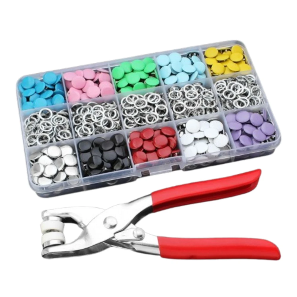 

100Pcs Metal Buttons Five Claw Buckle Clamp Set with Pliers 9mm Prong Snap Fasteners Tool Thickened Snap Colorful