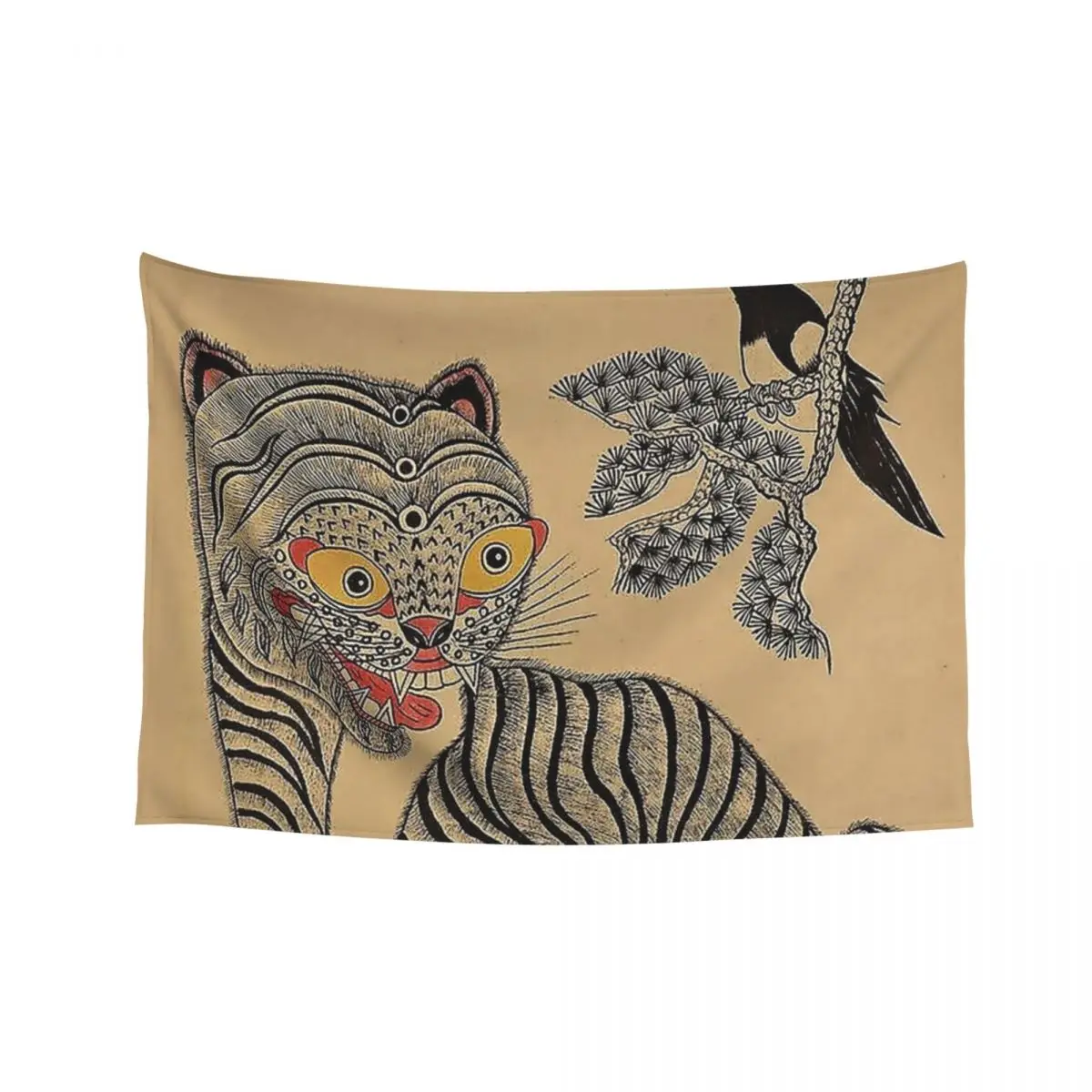 

Vintage Korean Minhwa Tiger Scroll Tapestry Decor For Room Carpet On The Wall Bedroom Decor Aesthetic Tapestry