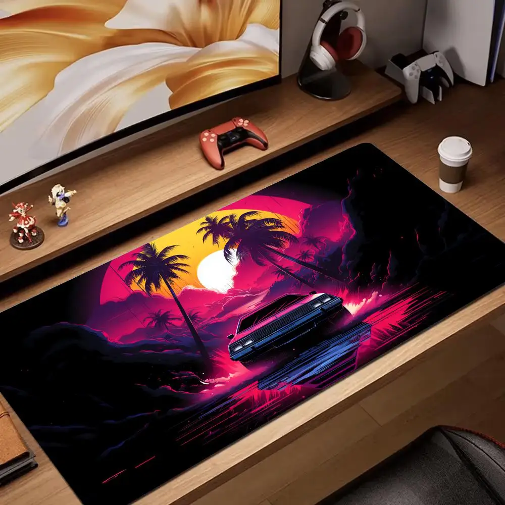 

Neon sunset and sport car design Mouse Pad rubber anti-slip Desk Mat gamer pc accessories Gaming mat keypad expansion mousepad