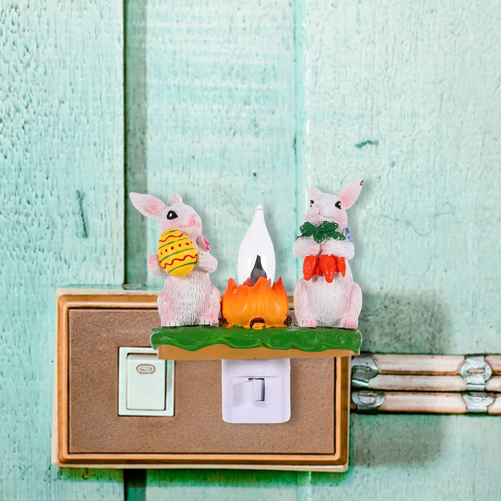 

Easter Bunny Decorative Resin Rabbit Nightlight Cute Kids Bedroom Night Lamp Party Fairy Lights Flashing Plug