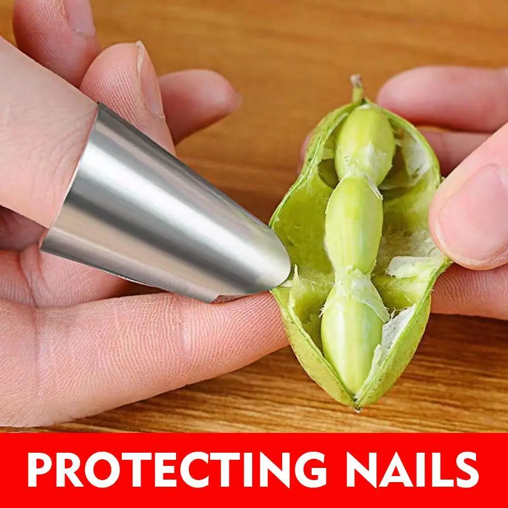 5Pcs Stainless Steel Peeler - Beans Chestnuts & Nuts Sheller, Finger Protector, Multi-Purpose Kitchen Tool