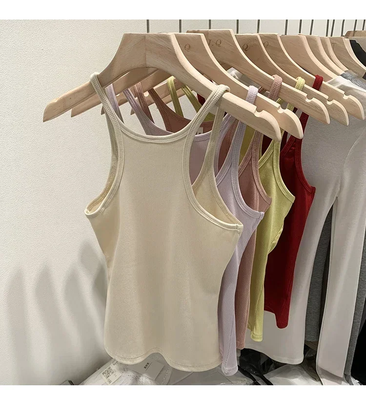 Layering Outerwear Tees 2026 Sommer Y2K Hot Girl Gestricktes Geripptes Damen-Camisole Figurformendes Ärmelloses Tanktop – Detail 8