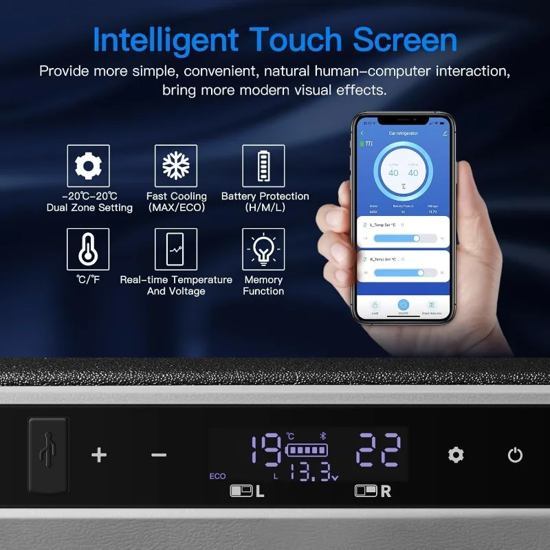 12 Volt Car Refrigerator, RV Car Fridge Dual Zone APP Control, Portable Freezer 95 Quart(90L)