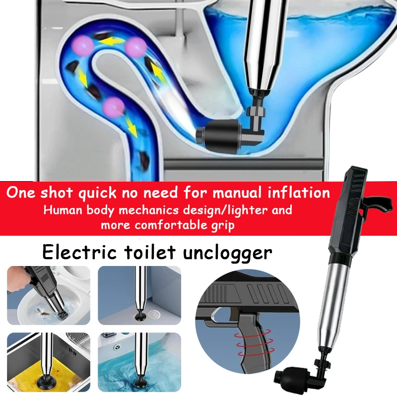 New Electric toilet unclogger high-pressure gas cannon tool for passing through the sewer floor drain toilet blockage special