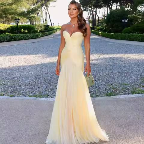 Elegant Sweetheart Evening Dress High Quality Chiffon Customized Prom Dresses Delicate Mermaid Sweep Train Occasion Gowns