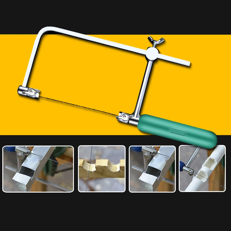 U Shaped Saw Set with 8 Steel Blades for Cutting Wood Plastic and Metal in Various Craft and Model Making Applications