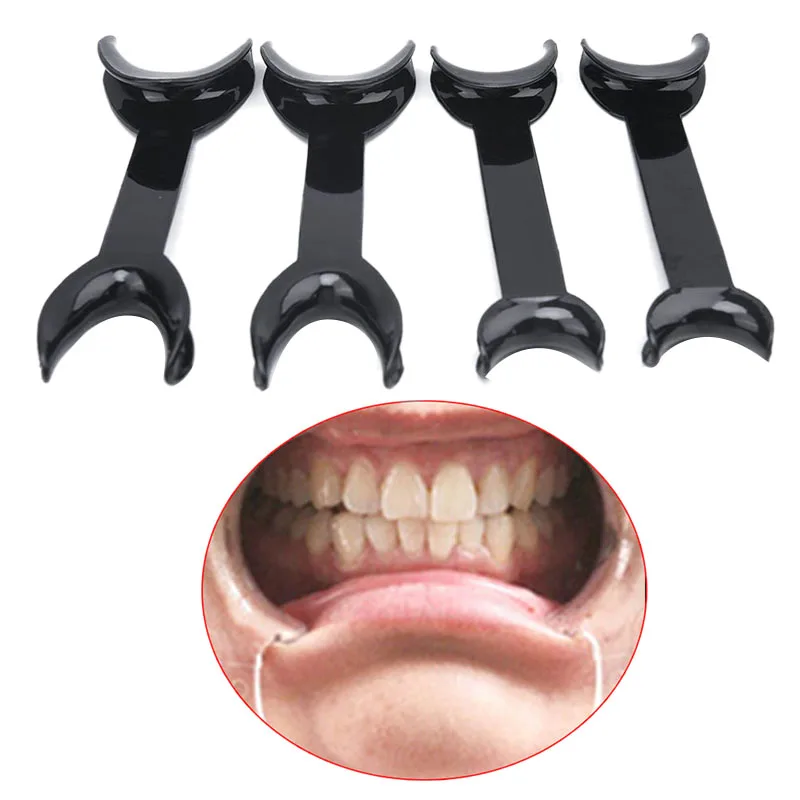 

4Pcs Black T-Shape Mouth Openers Intraoral Cheek Lip Retractor Opener Double Head Orthodontic Teeth Mouth Opener Tool